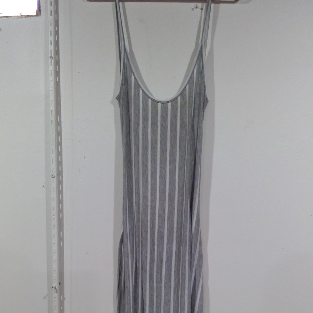Windsor gray/white striped maxi beach dress